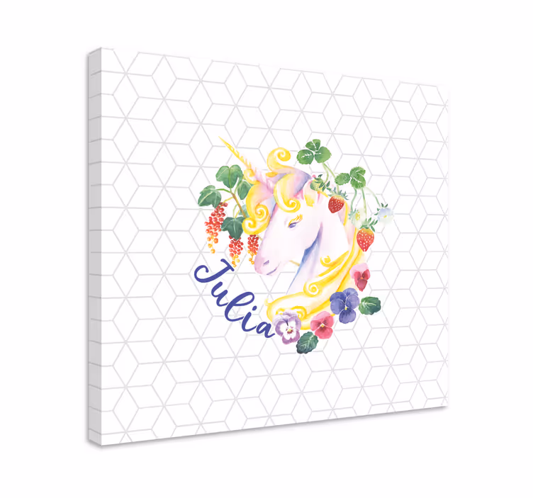 Yksisarvinen kukkakuvasto canvas-taulu - Tenstickers
