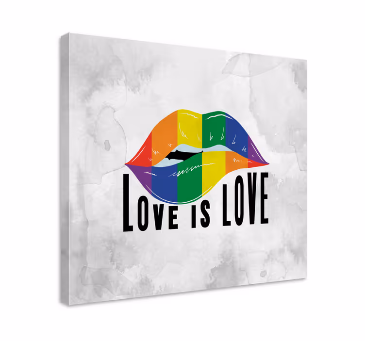 Sateenkaaren huulien syleily vintage canvas taulu - Tenstickers