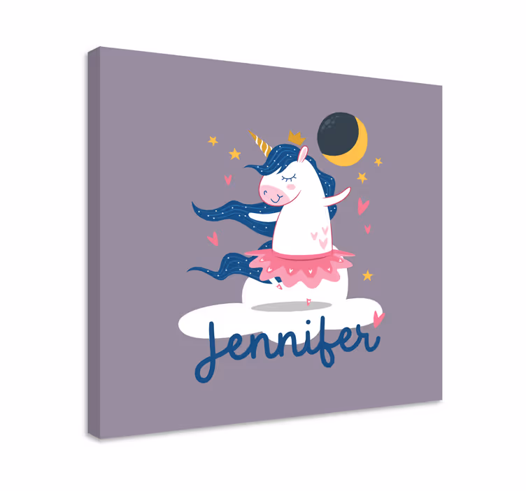 Tanssiva yksisarvinen fantasia dinosaurus canvas taulu - Tenstickers