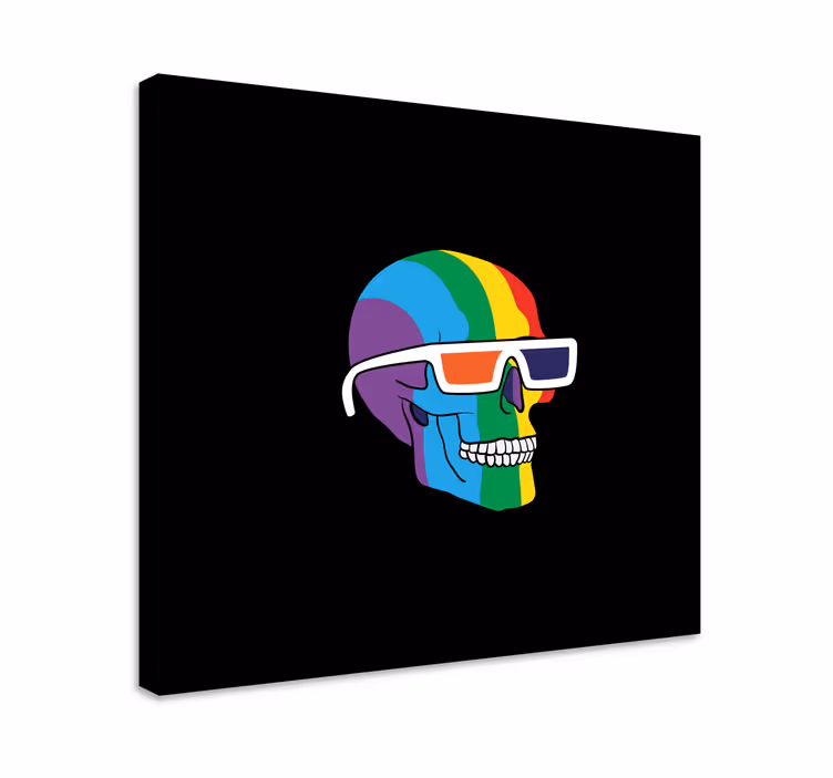 Hedelmäcanvas-taulu sateenkaari-pääkallo-silmälasit - Tenstickers