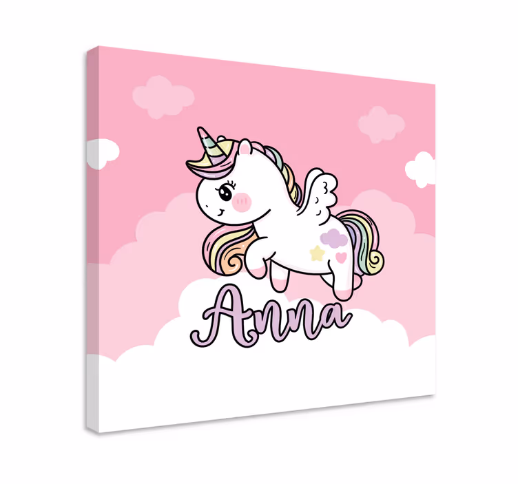 Vaaleanpunainen maaginen yksisarvinen canvas taulu omasta kuvasta - Tenstickers