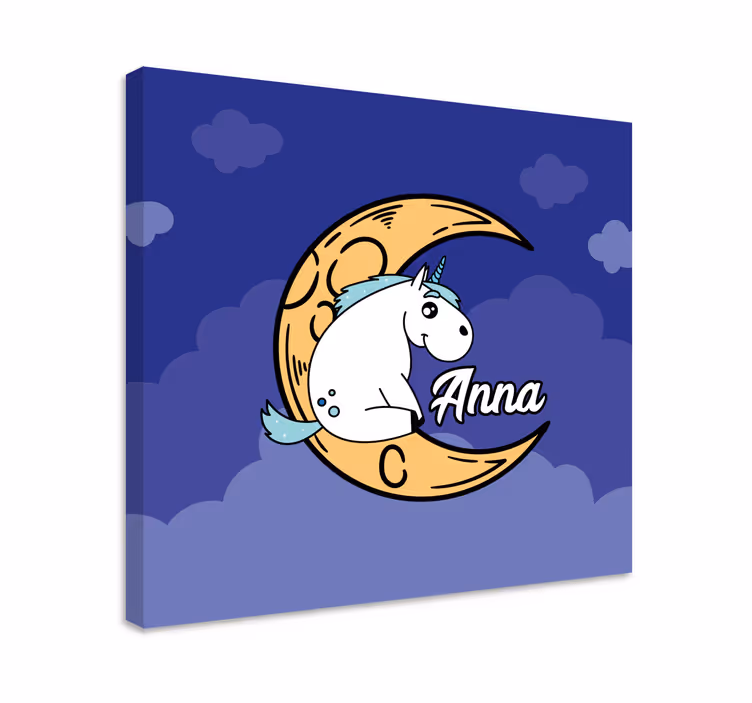 Yksisarvinen kuu maisema canvas taulu - Tenstickers
