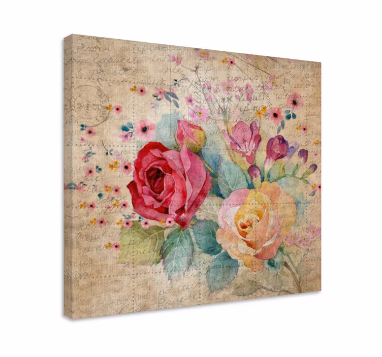 Monivärisiä vintage pieniä kukkia canvas taulu kukka - Tenstickers