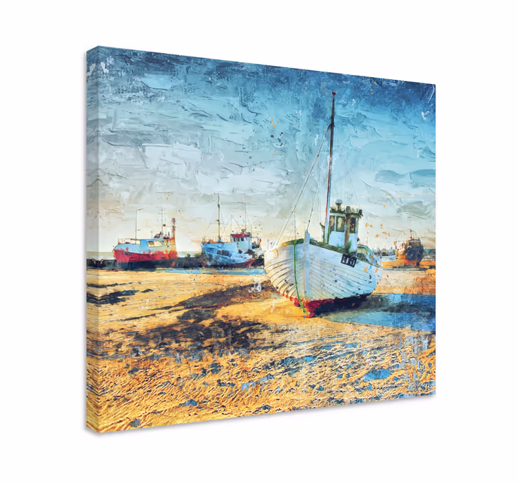 Kalastusveneet satamassa maisema canvas taulu - Tenstickers