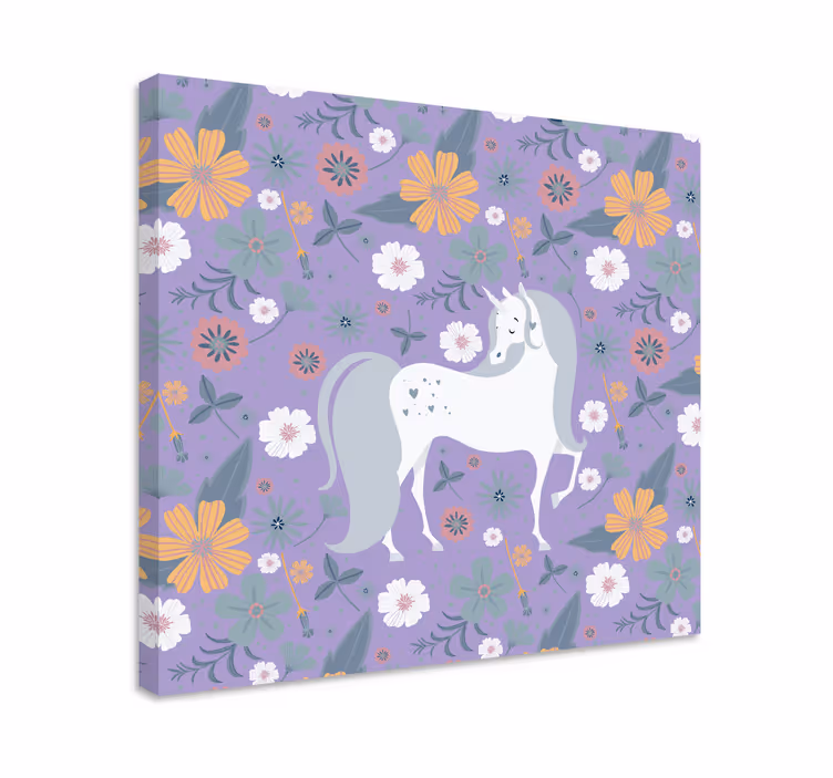 Suloiset yksisarviset kukkakuvioiset canvas-taulut - Tenstickers