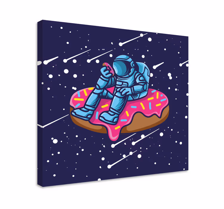 Avaruusmies donitsilla videopeli canvas taulu - Tenstickers