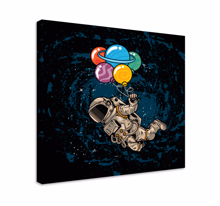 Avaruusmatkailija ilmapalloilla canvas taulu - Tenstickers