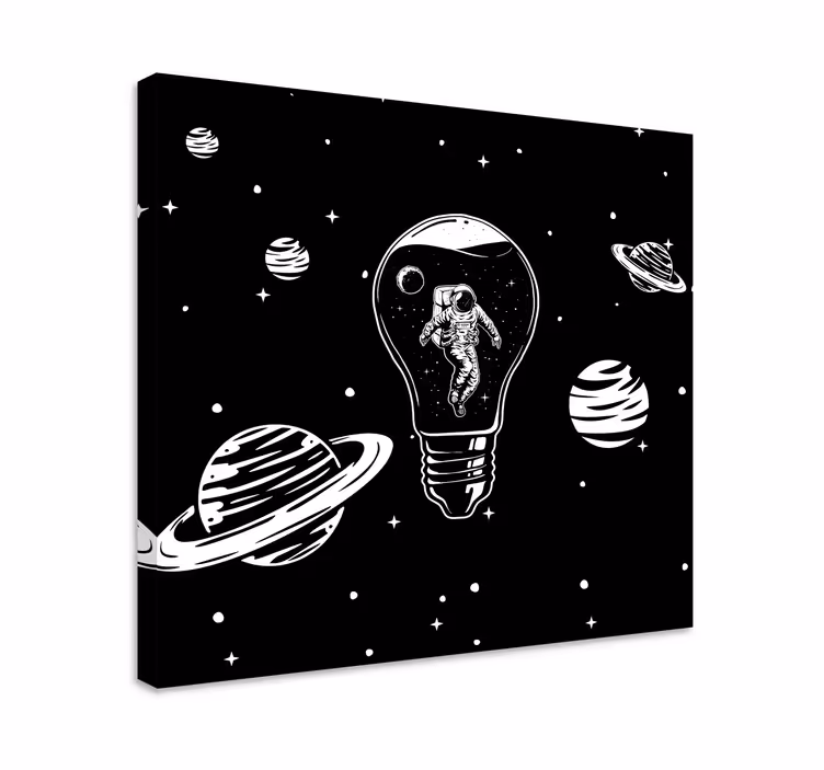 Avaruusmatkailija valaisimessa hedelmä canvas taulu - Tenstickers