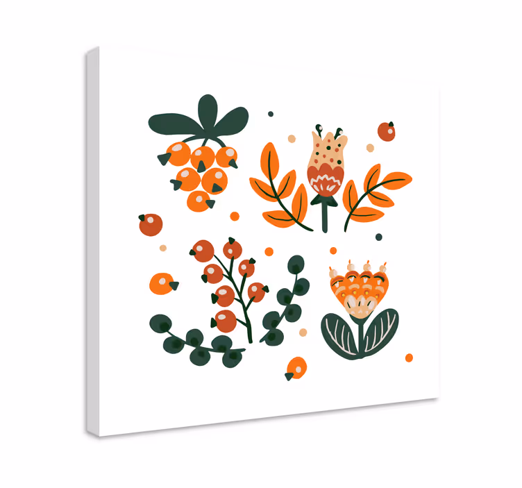 Abstraktit kukkaelementit canvas-taulussa - Tenstickers