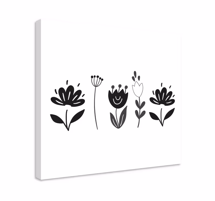 Mustavalkoisia kukkia canvas taulu kukka - Tenstickers
