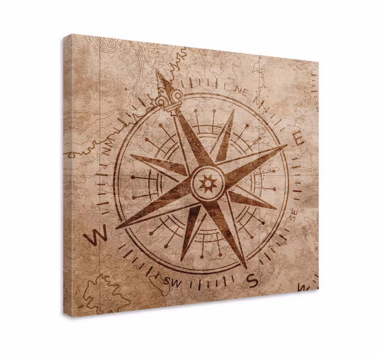 Ruskea vintage -kompassi vintage canvas - Tenstickers