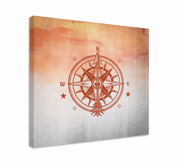 Kompassiruusukuvio maailmankartta canvas taulu - Tenstickers