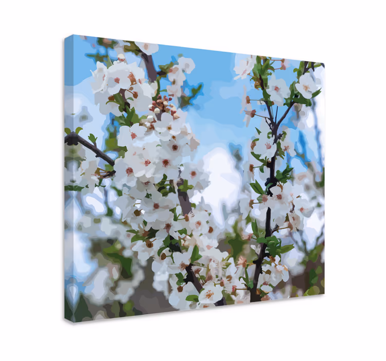 Herkät valkoiset kukat kukka ja kasvi canvas taulu - Tenstickers