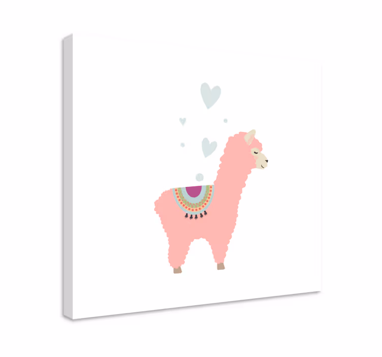 Vaaleanpunainen laamakuvio makuuhuone canvas - Tenstickers