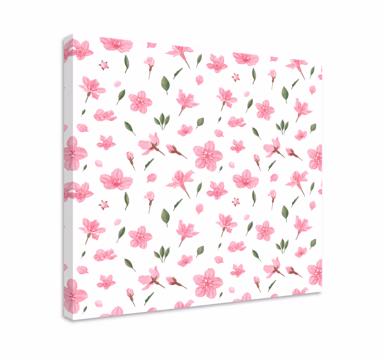 Vaaleanpunainen kukkakuvio canvas taulu kukka - Tenstickers