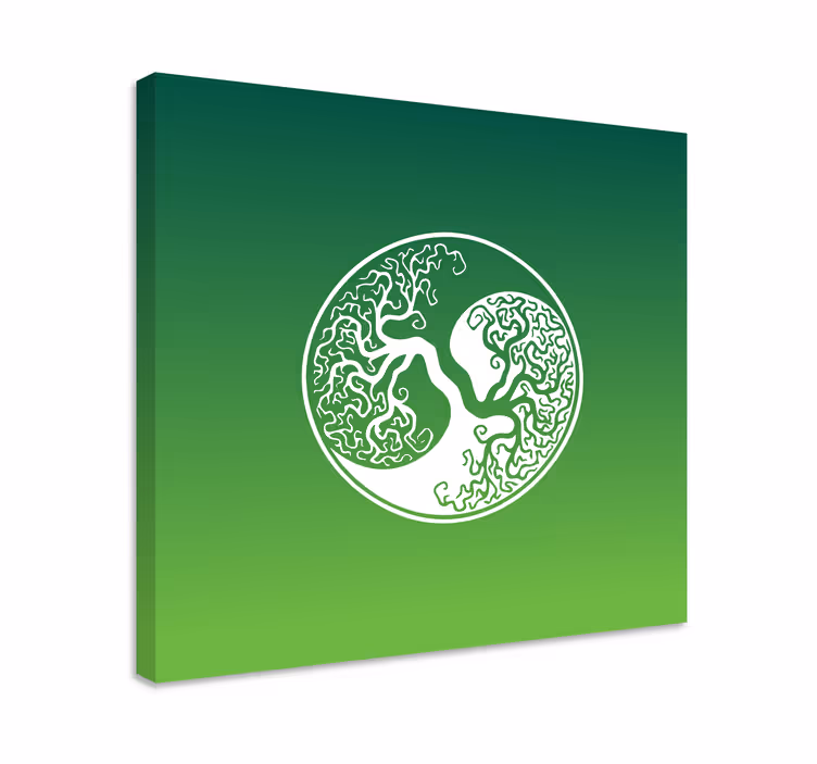 Alkuperäinen yin yang elämän puu puu canvas - Tenstickers