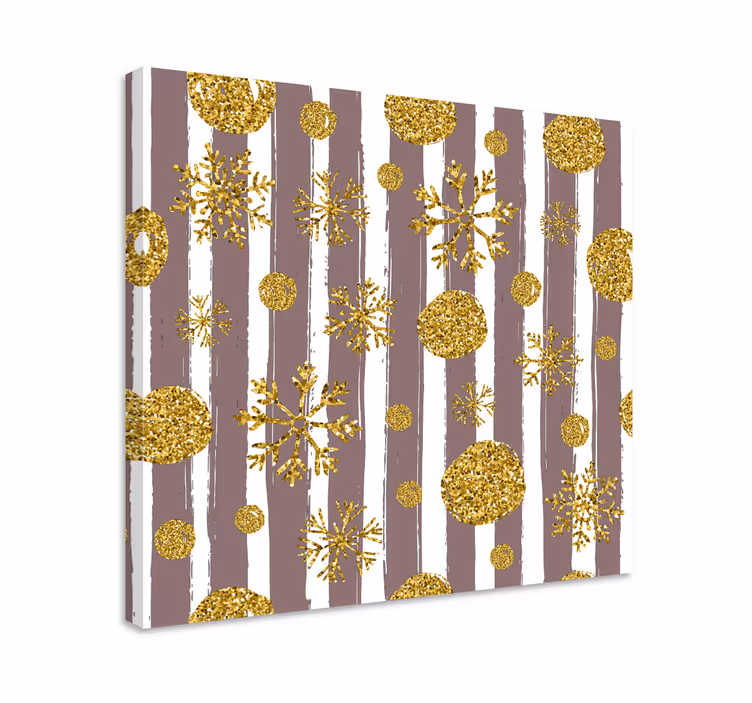 Kultaiset lumihiutaleet koriste canvas taulu - Tenstickers