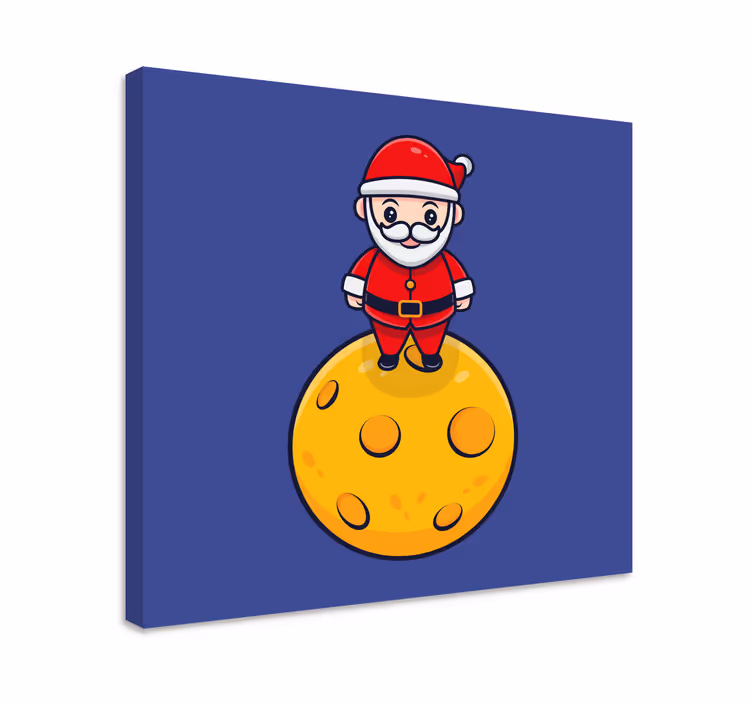 Joulupukki kuussa lasten canvas taulu - Tenstickers