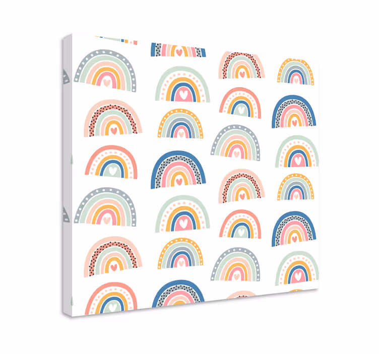 Värikkäät sateenkaari kuvioinnit lasten canvas taulu - Tenstickers
