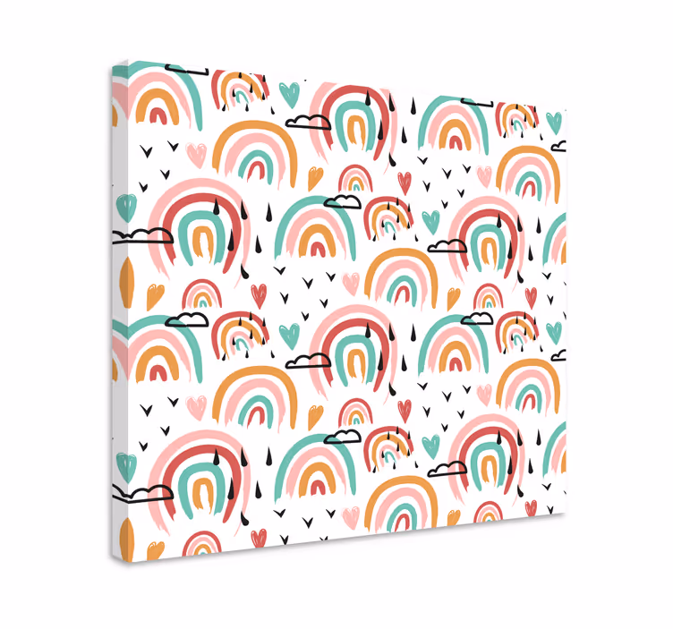Leikkisät sateenkaariset mallit lasten canvas taulu - Tenstickers