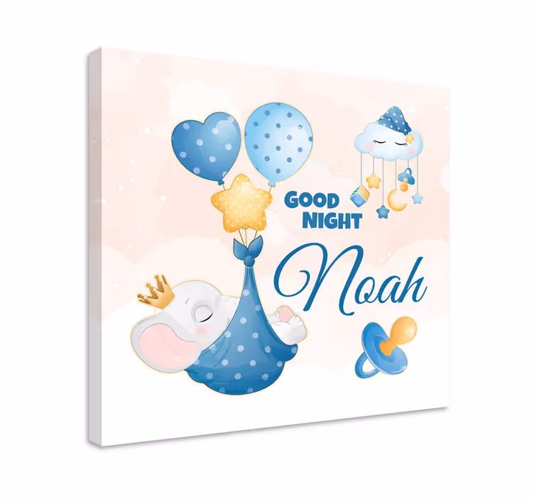 Söpö elefantti pojalle nimeltä canvas taulu omasta kuvasta - Tenstickers