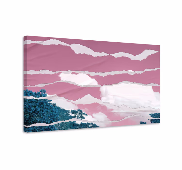 Pilviä vaaleanpunaisen horisontin yllä maisema canvas taulu - Tenstickers