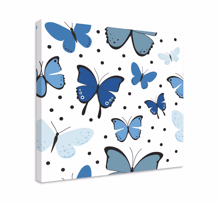 Sininen perhoskokoelma canvas-taulu - Tenstickers