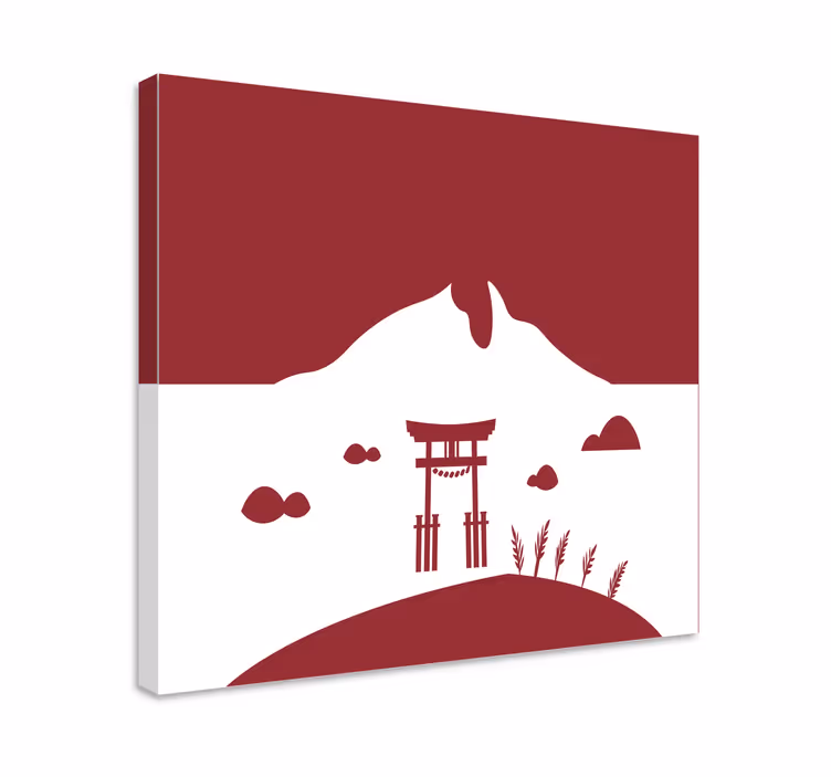 Japanilainen rakenne, järvi ja vuoret moderni canvas - Tenstickers