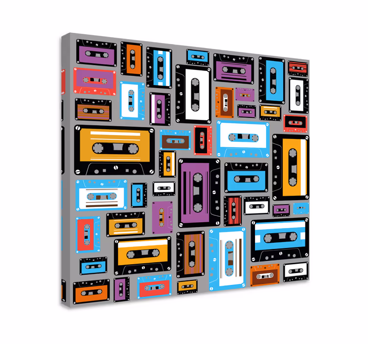 Retro 80-luvun kasettikuvio vintage canvas - Tenstickers