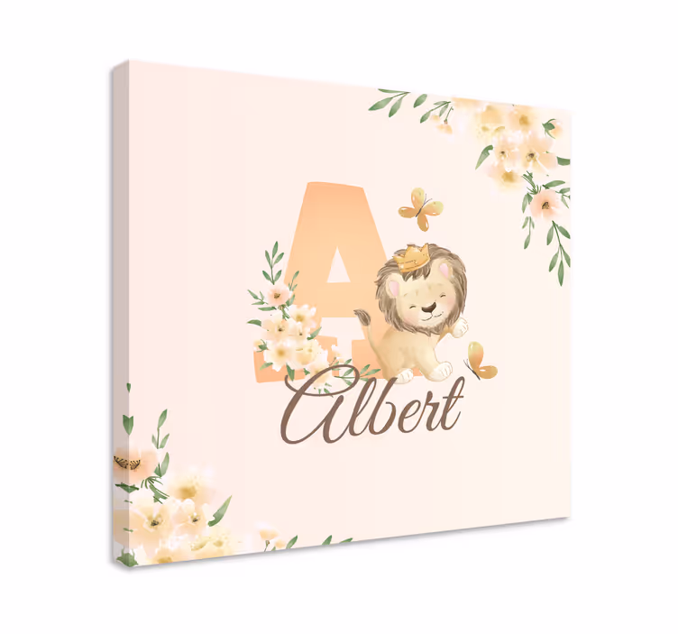 Söpö leijona ja kukat 3d canvas taulu - Tenstickers