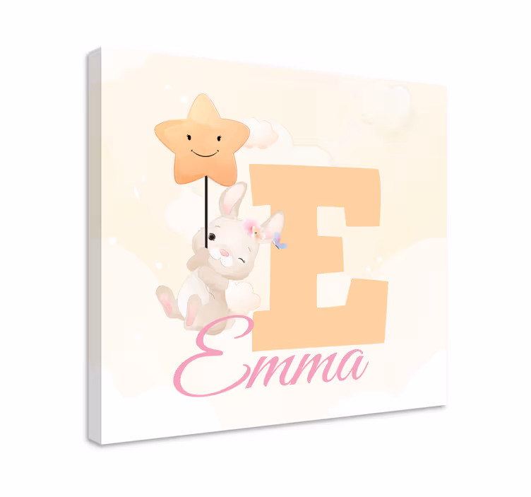 Söpöjä eläimiä pupu, jolla on nimi canvas taulu omasta kuvasta - Tenstickers