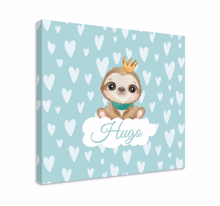 Söpö laiskiainen pojalle nimeltä canvas taulu omasta kuvasta - Tenstickers
