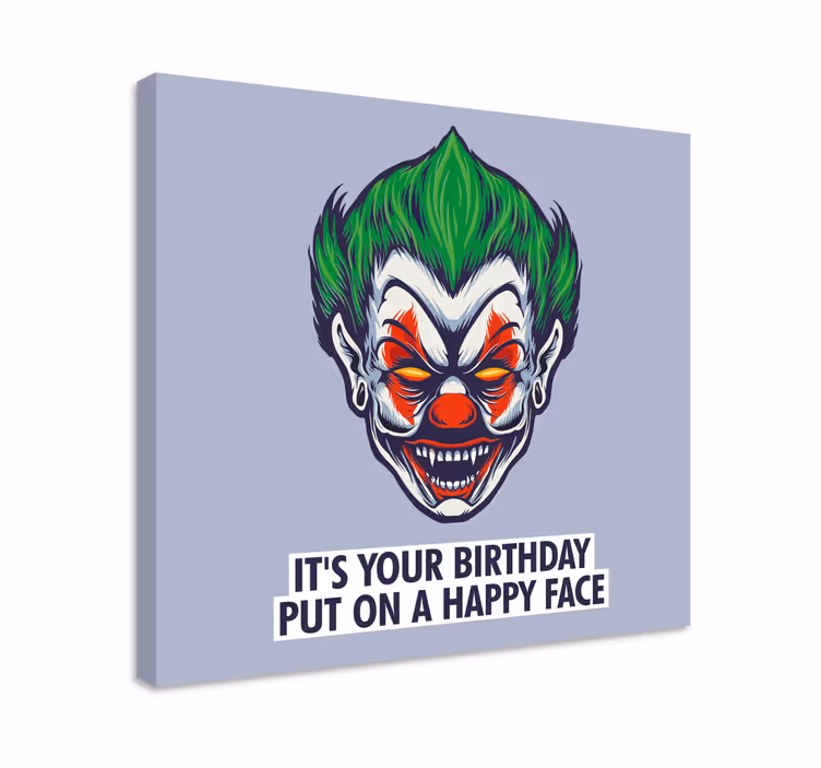 Syntymäpäiväklovnin kasvot hahmo canvas taulu - Tenstickers