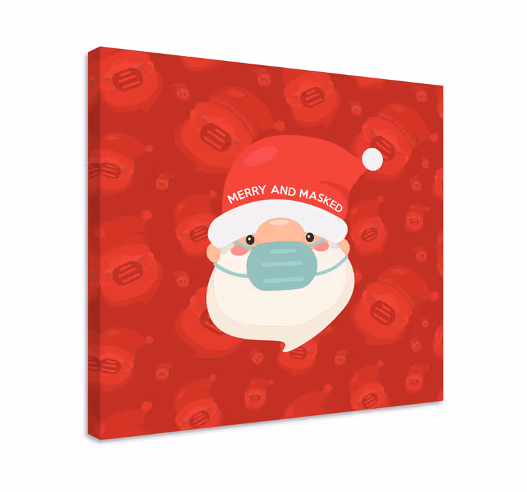 Iloinen joulupukki maskissa canvas-taulu - Tenstickers