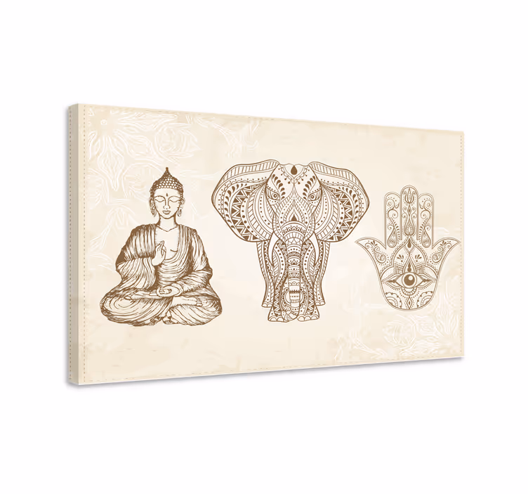 Buddha hamsa käden symboli moderni canvas - Tenstickers
