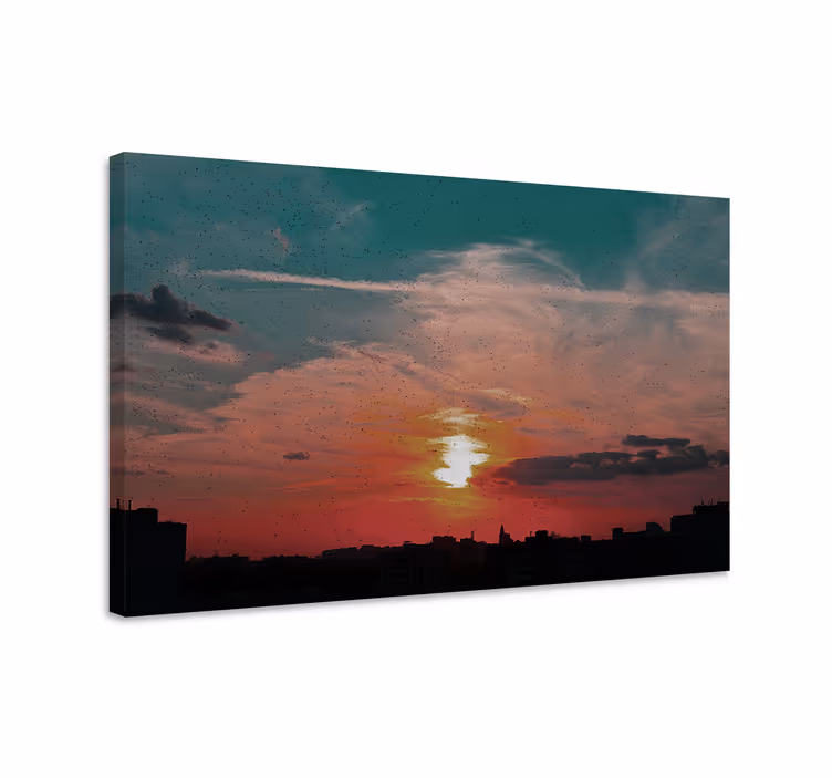 Hämärä kaupunkisilhuetti maisema canvas taulu - Tenstickers