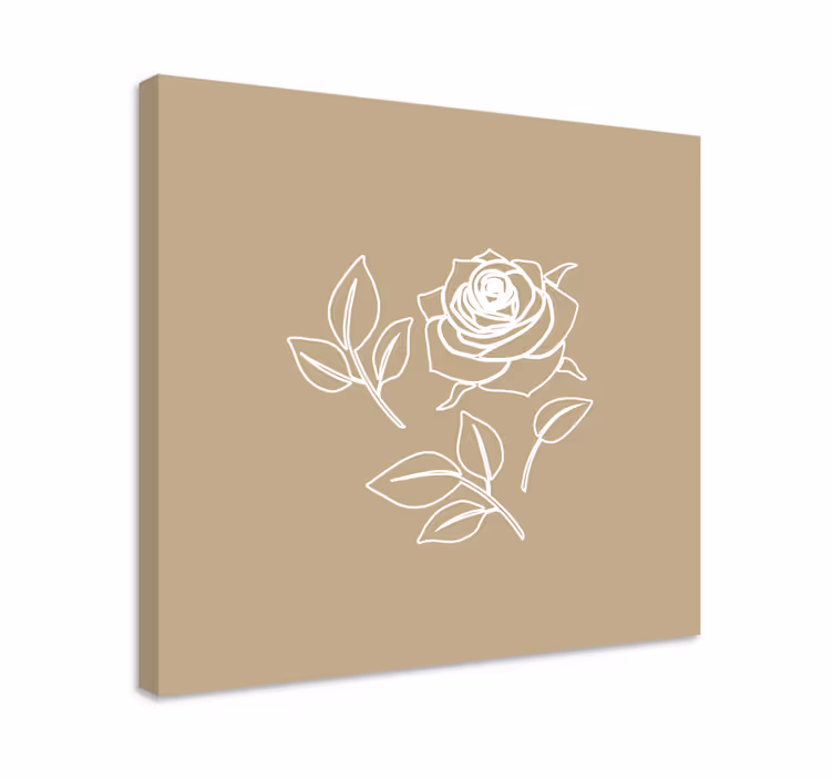 Yksityiskohtainen ruusukuvio beige tausta canvas taulu kukka - Tenstickers