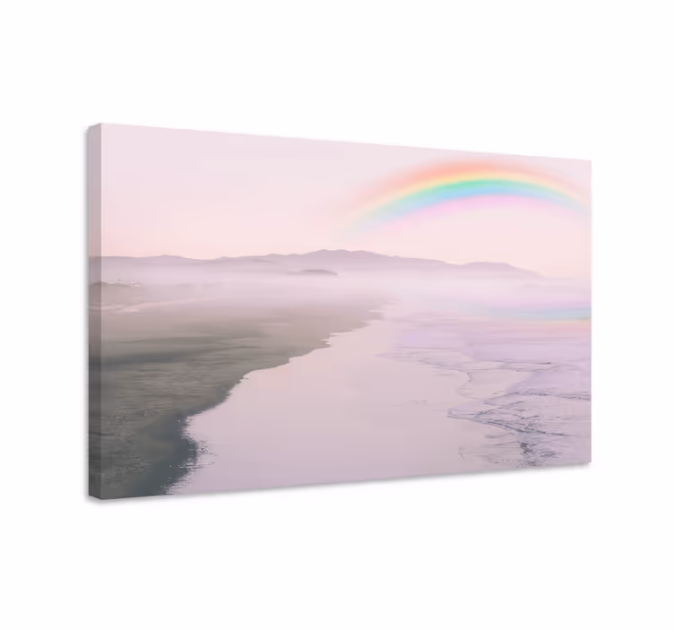 Rauhoittava rannikkosateenkaari canvas-taulu - Tenstickers