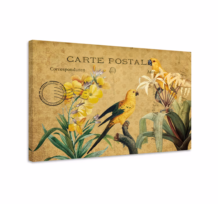 Elegantti canvas taulu vintage lintupostikortilla - Tenstickers