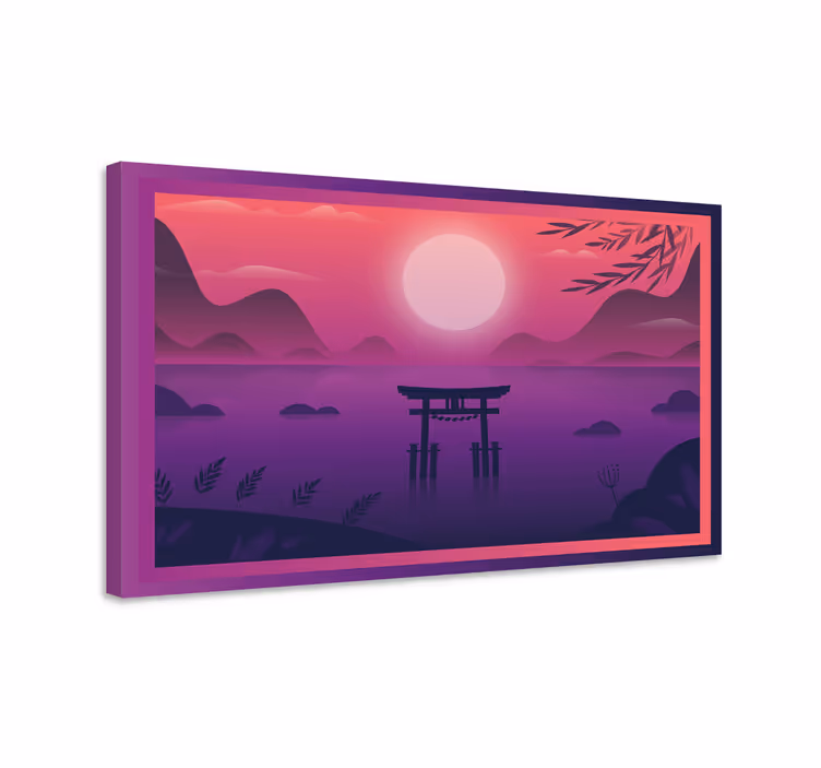 Auringonlaskun torii-portti itämainen canvas taulu - Tenstickers