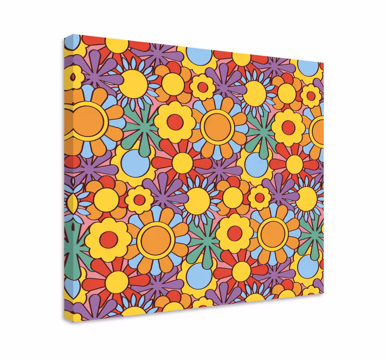 Värikkäitä kukkia violetilla taustalla vintage canvas - Tenstickers