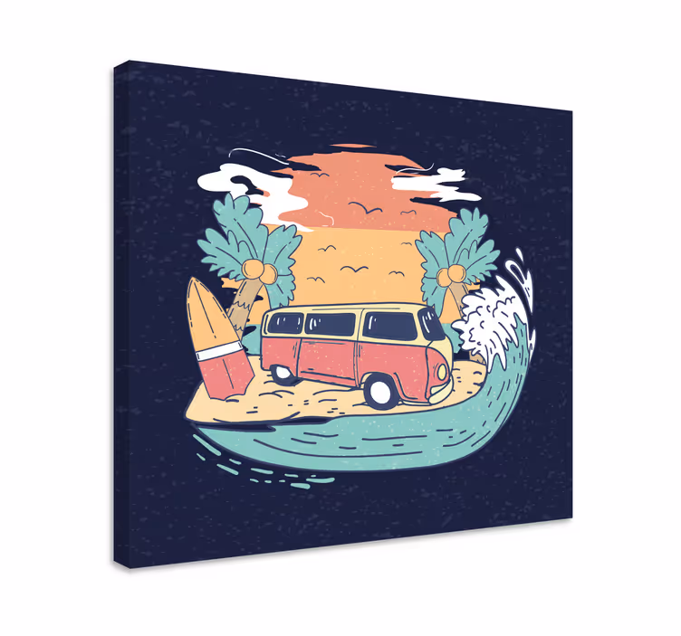 Surfing van maisema kaupunki canvas taulu - Tenstickers