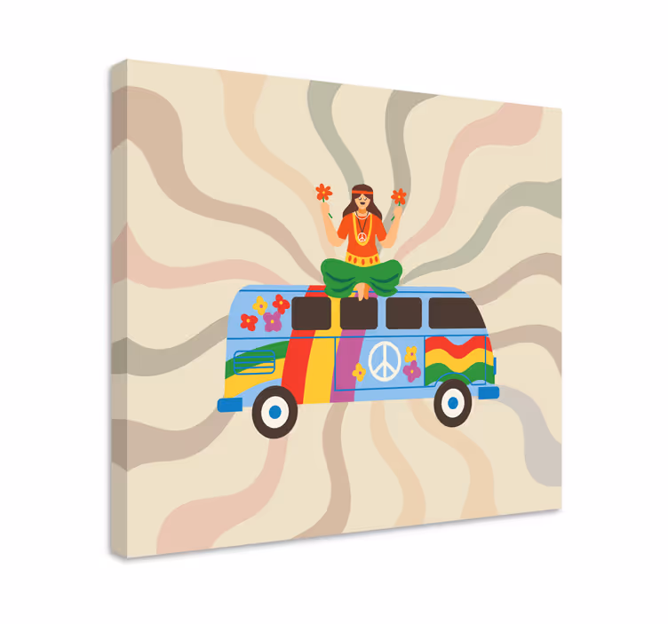 Kukkavoima pakettiauto canvas taulu - Tenstickers