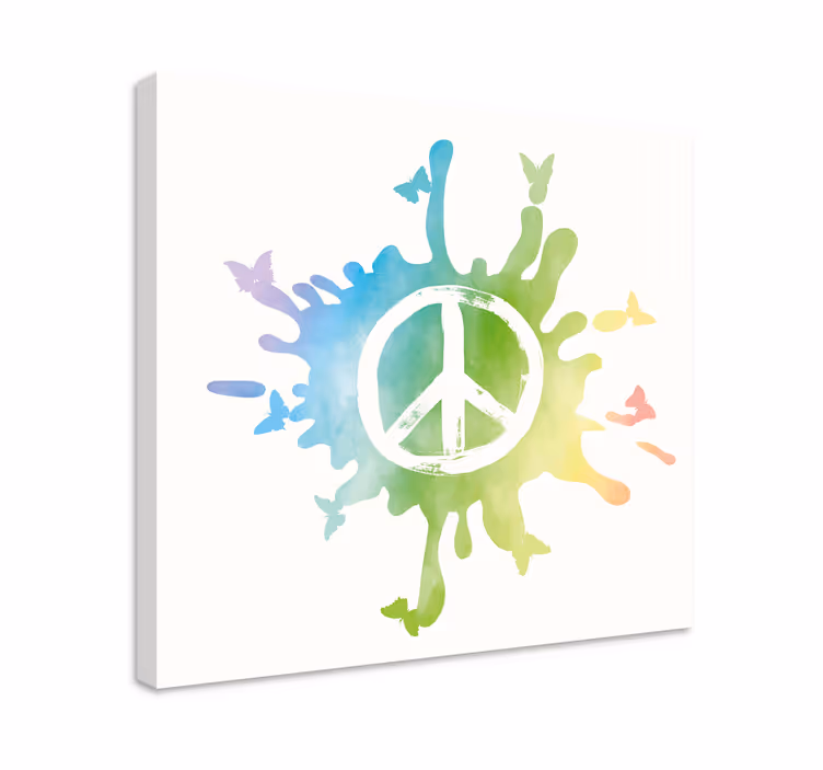 Rauhan symboli värikkäällä taustalla vintage canvas - Tenstickers