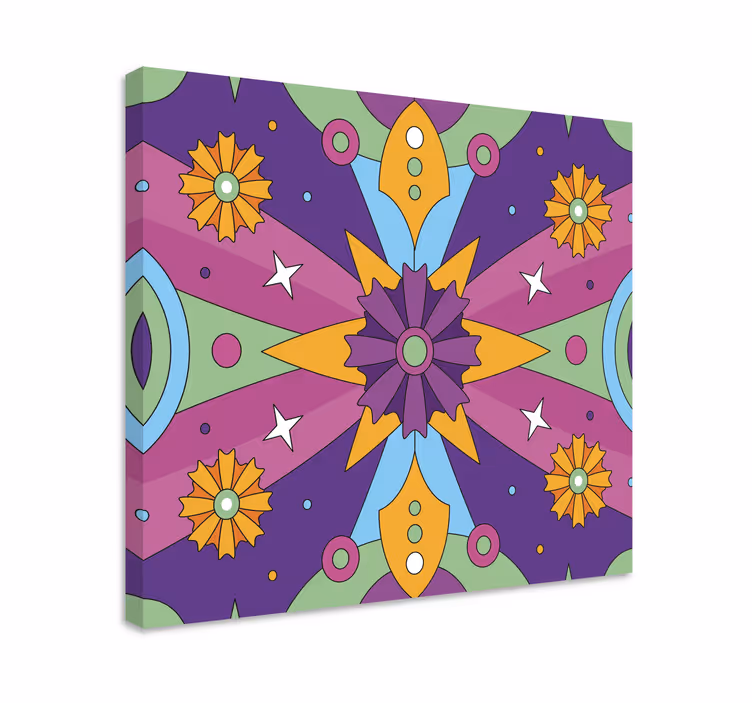 Värikäs psykedeelinen fraktaali vintage canvas - Tenstickers