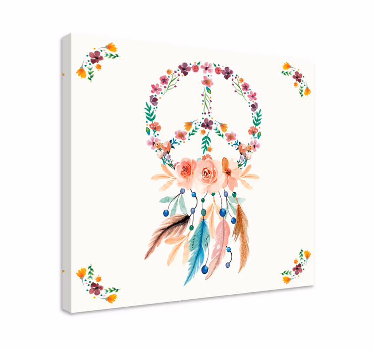 Violetti rauhan symboli kukilla vintage canvas - Tenstickers