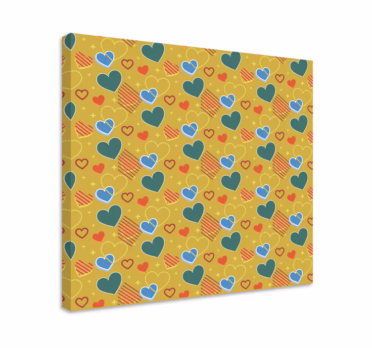 Värikäs sydänkuvio aakkoset canvas taulu - Tenstickers
