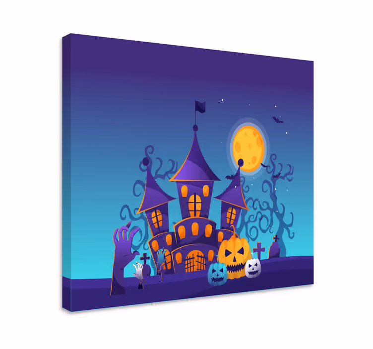 Kukkien ja kasvien canvas taulu kummitustalon teemalla - Tenstickers
