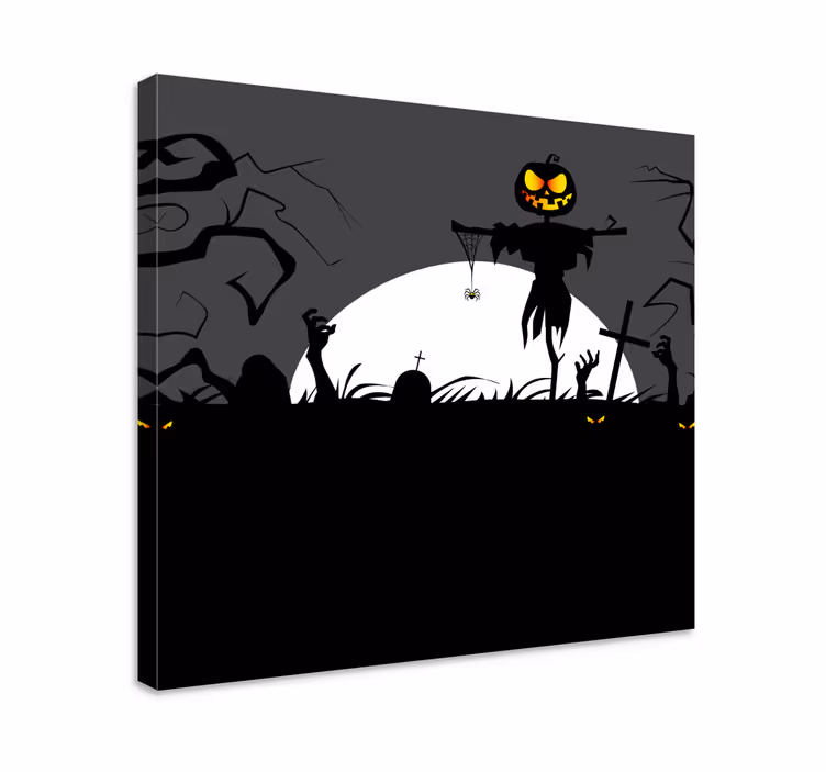 Vintage canvas taulu kummituskurpitsan maisema - Tenstickers