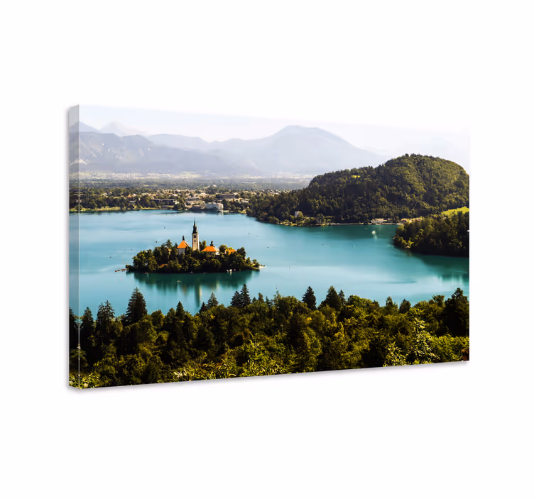 Rauhallinen järven saari maisema canvas taulu - Tenstickers
